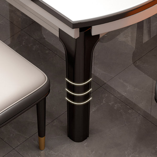 Tavolo da pranzo moderno rotondo in pietra con base in legno di gomma per sala da pranzo