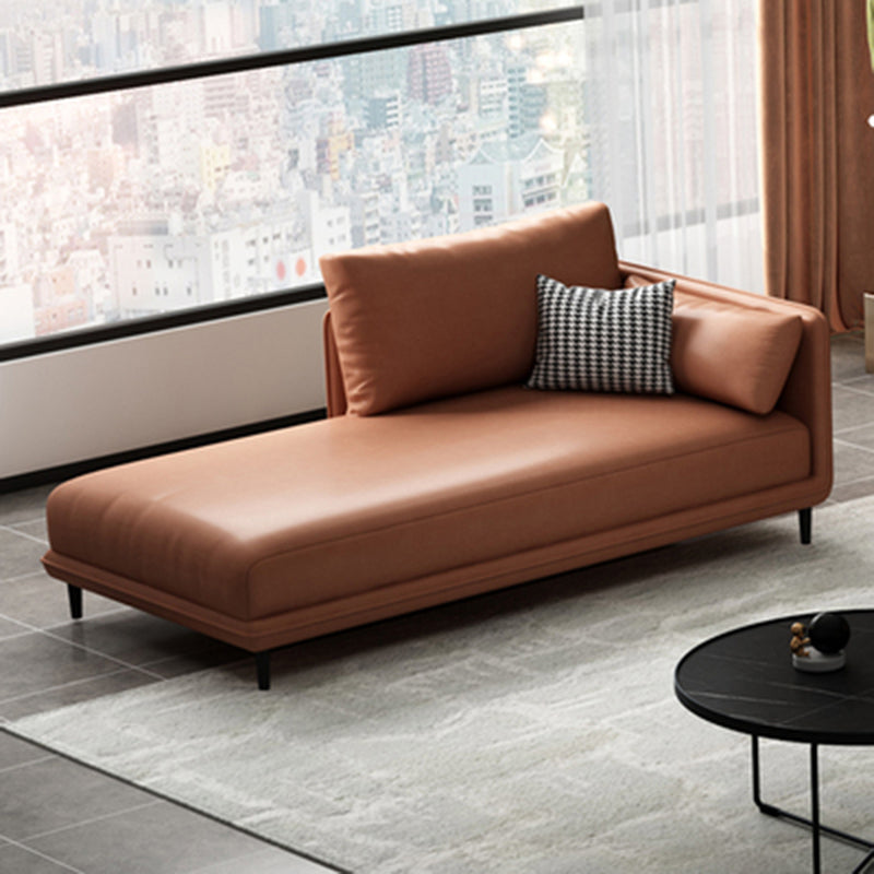 Modern One Armed Faux Leather Chaise, Square Arms Accent Chair Orange Right-Arm Chaise Clearhalo 'Chairs & Seating' 'Chaise Lounge' 'chaise_lounge' 'furn' 'furn_chaise_lounge' 'Furniture' 'Living Room Furniture' 7261524