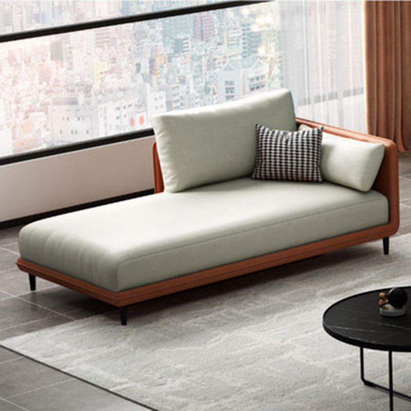 Modern One Armed Faux Leather Chaise, Square Arms Accent Chair Orange White Right-Arm Chaise Clearhalo 'Chairs & Seating' 'Chaise Lounge' 'chaise_lounge' 'furn' 'furn_chaise_lounge' 'Furniture' 'Living Room Furniture' 7261525