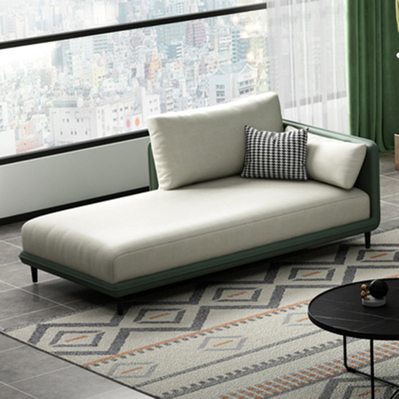 Modern One Armed Faux Leather Chaise, Square Arms Accent Chair Green White Right-Arm Chaise Clearhalo 'Chairs & Seating' 'Chaise Lounge' 'chaise_lounge' 'furn' 'furn_chaise_lounge' 'Furniture' 'Living Room Furniture' 7261529