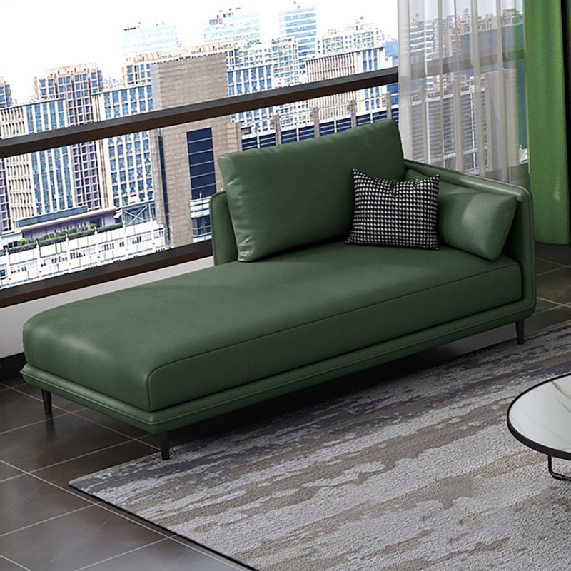 Modern One Armed Faux Leather Chaise, Square Arms Accent Chair Green Right-Arm Chaise Clearhalo 'Chairs & Seating' 'Chaise Lounge' 'chaise_lounge' 'furn' 'furn_chaise_lounge' 'Furniture' 'Living Room Furniture' 7261531