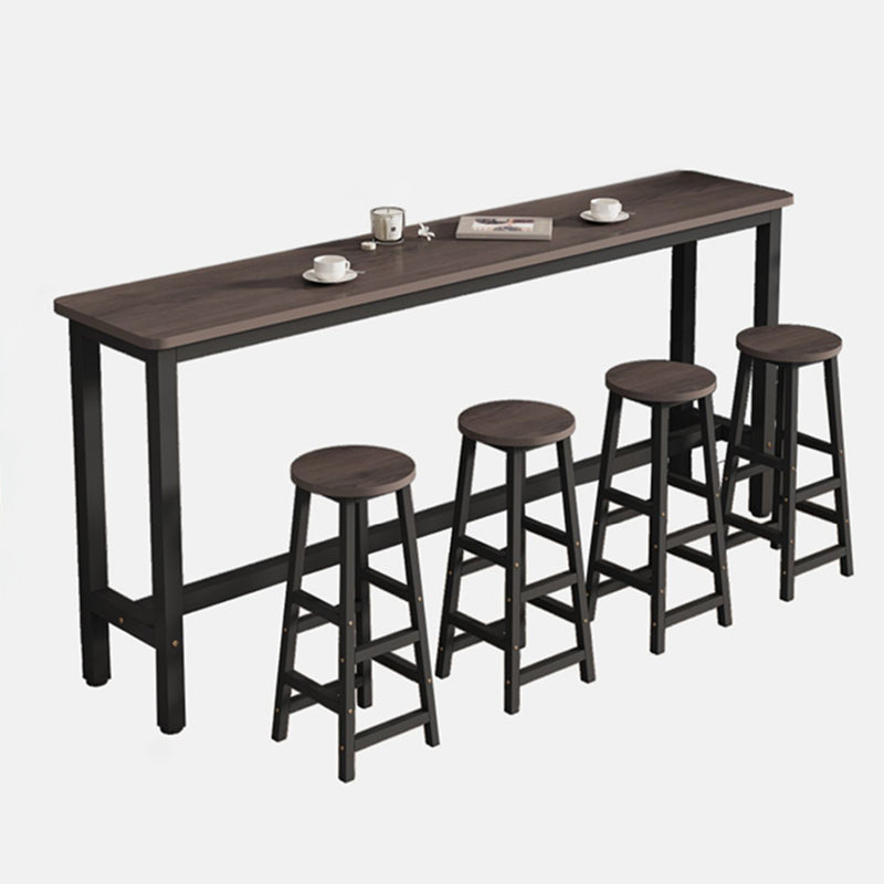 Modern Rectangle Wood Bar Table 2/3/4/5 Pieces Bar Table Set for Cafe Table & Chair(s) 5 Piece Set Clearhalo 'Bar Furniture' 'furn' 'furn_home_bar_bar_sets' 'Furniture' 'Home Bars & Bar Sets' 'home_bar_bar_sets' 'Kitchen & Dining Furniture' 7262099