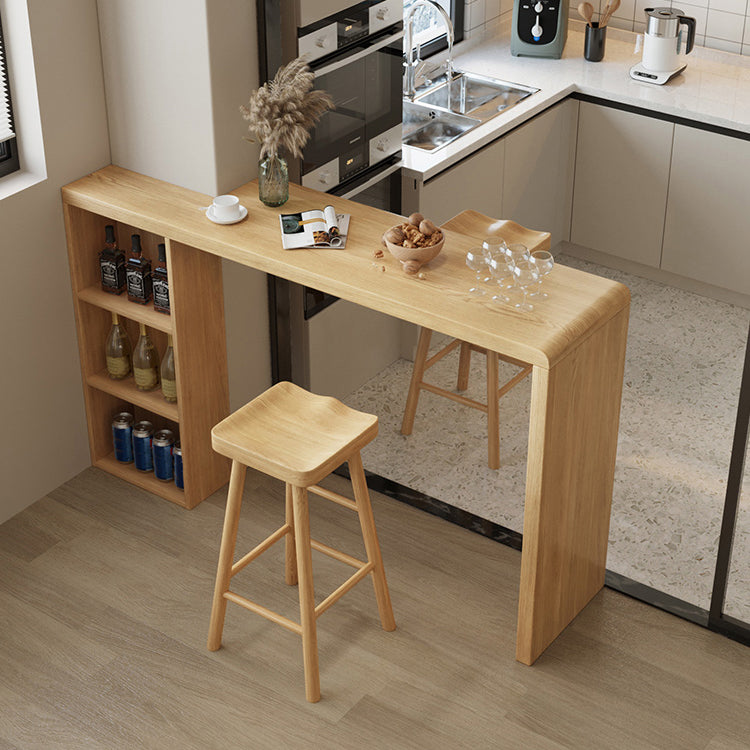 Modern Double Pedestal Bar Table Set 1/2/3 Pcs Solid Wood Bar Table and Backless Stools Clearhalo 'Bar Furniture' 'furn' 'furn_home_bar_bar_sets' 'Furniture' 'Home Bars & Bar Sets' 'home_bar_bar_sets' 'Kitchen & Dining Furniture' 7262111