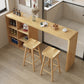 Modern Double Pedestal Bar Table Set 1/2/3 Pcs Solid Wood Bar Table and Backless Stools Table & Chair(s) 55.1"L x 17.7"W x 41.3"H Natural Clearhalo 'Bar Furniture' 'furn' 'furn_home_bar_bar_sets' 'Furniture' 'Home Bars & Bar Sets' 'home_bar_bar_sets' 'Kitchen & Dining Furniture' 7262113