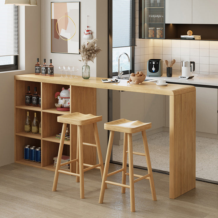 Modern Double Pedestal Bar Table Set 1/2/3 Pcs Solid Wood Bar Table and Backless Stools Clearhalo 'Bar Furniture' 'furn' 'furn_home_bar_bar_sets' 'Furniture' 'Home Bars & Bar Sets' 'home_bar_bar_sets' 'Kitchen & Dining Furniture' 7262116