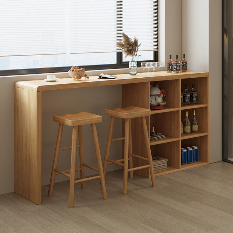 Modern Double Pedestal Bar Table Set 1/2/3 Pcs Solid Wood Bar Table and Backless Stools Clearhalo 'Bar Furniture' 'furn' 'furn_home_bar_bar_sets' 'Furniture' 'Home Bars & Bar Sets' 'home_bar_bar_sets' 'Kitchen & Dining Furniture' 7262125