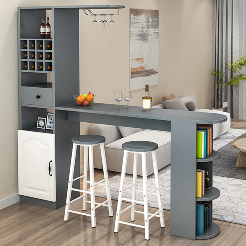 Modern Rectangle Wood Counter Table 3 Pieces Bar Table Set for Living Room Table & Chair(s) Grey Clearhalo 'Bar Furniture' 'furn' 'furn_home_bar_bar_sets' 'Furniture' 'Home Bars & Bar Sets' 'home_bar_bar_sets' 'Kitchen & Dining Furniture' 7262138