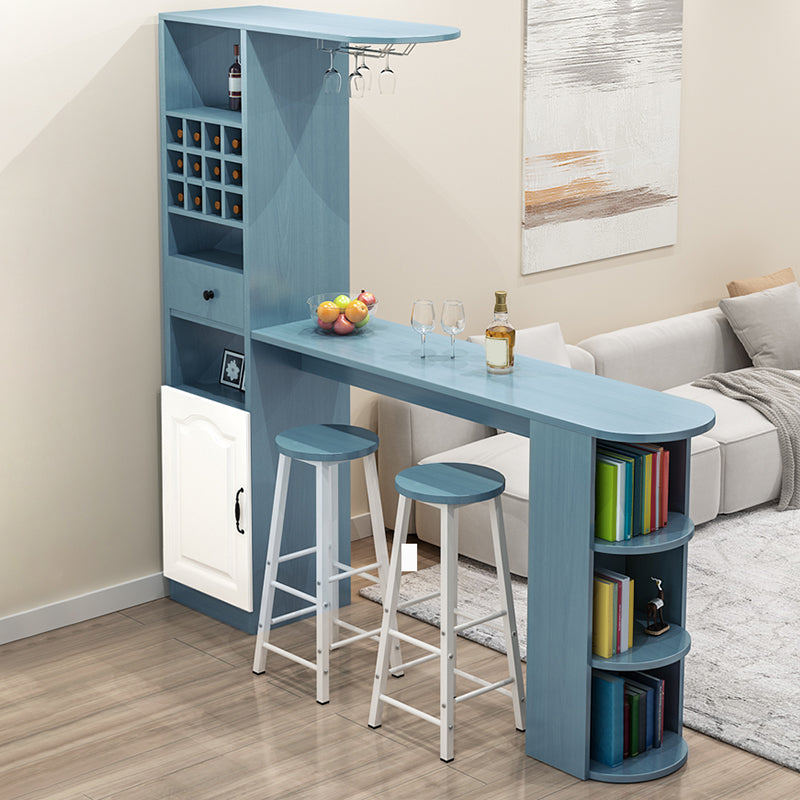 Modern Rectangle Wood Counter Table 3 Pieces Bar Table Set for Living Room Table & Chair(s) Blue Clearhalo 'Bar Furniture' 'furn' 'furn_home_bar_bar_sets' 'Furniture' 'Home Bars & Bar Sets' 'home_bar_bar_sets' 'Kitchen & Dining Furniture' 7262140