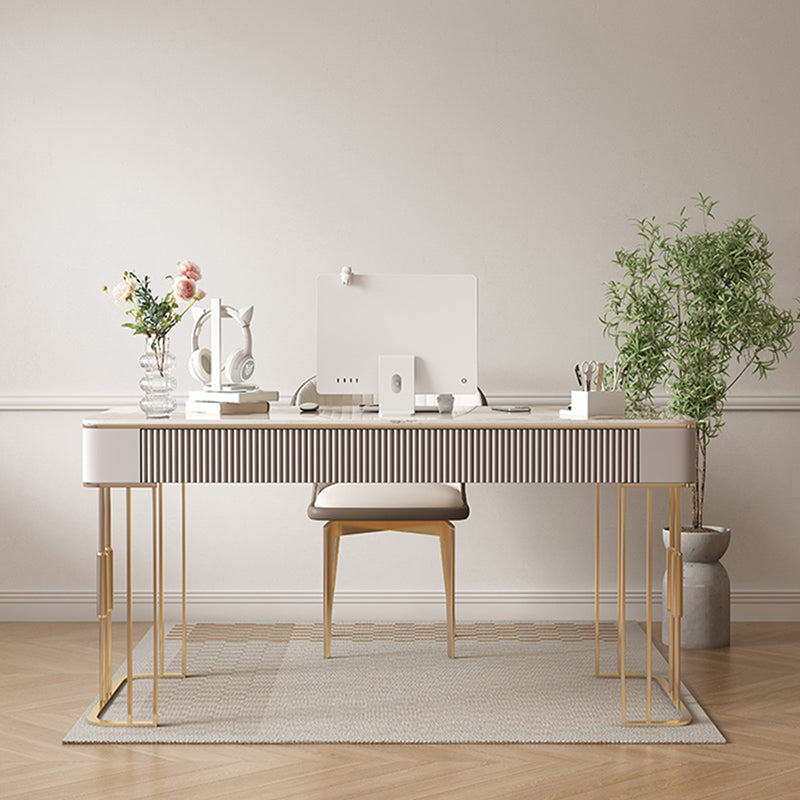 Simple Style Gold Base Office Desk Rectangular Home Writing Desk Clearhalo 'furn' 'furn_office_desk' 'Furniture' 'Office Desks' 'Office Furniture' 'office_desk' 7262219