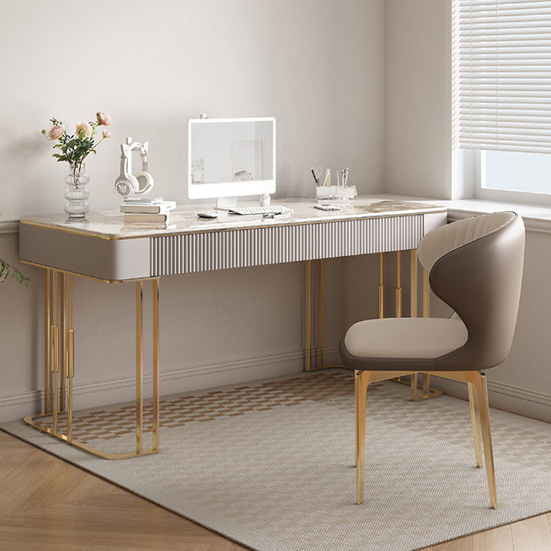 Simple Style Gold Base Office Desk Rectangular Home Writing Desk Clearhalo 'furn' 'furn_office_desk' 'Furniture' 'Office Desks' 'Office Furniture' 'office_desk' 7262220