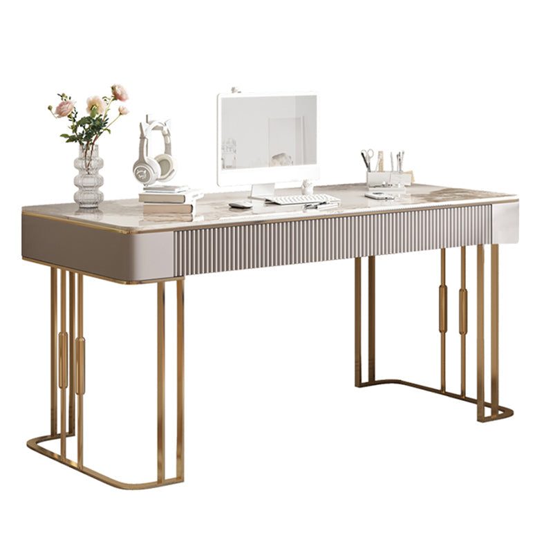 Simple Style Gold Base Office Desk Rectangular Home Writing Desk Clearhalo 'furn' 'furn_office_desk' 'Furniture' 'Office Desks' 'Office Furniture' 'office_desk' 7262222