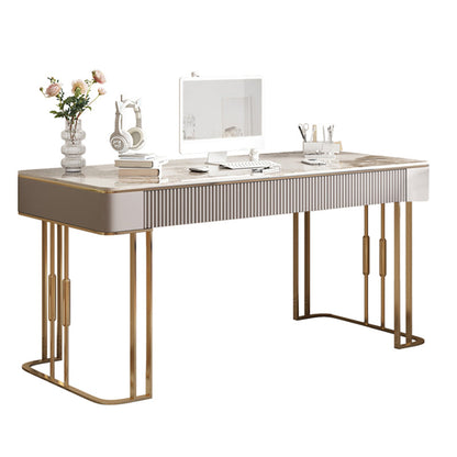 Simple Style Gold Base Office Desk Rectangular Home Writing Desk Clearhalo 'furn' 'furn_office_desk' 'Furniture' 'Office Desks' 'Office Furniture' 'office_desk' 7262222