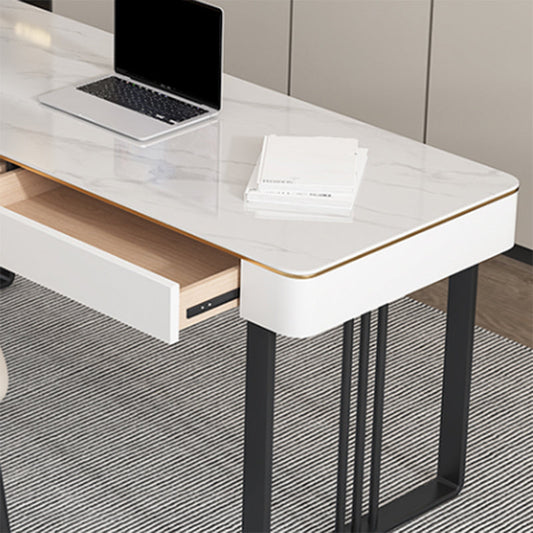 Modern Style Black Office Task Desk Rectangular Shape Writing Desk with 2-Legs