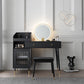 Contemporary Solid Wood Vanity Dressing Table with Mirror and Stool