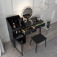 Contemporary Solid Wood Vanity Dressing Table with Mirror and Stool