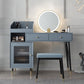 Contemporary Solid Wood Vanity Dressing Table with Mirror and Stool