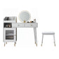 Contemporary Solid Wood Vanity Dressing Table with Mirror and Stool