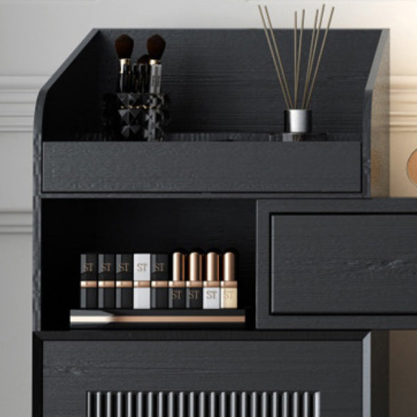 Contemporary Solid Wood Vanity Dressing Table with Mirror and Stool