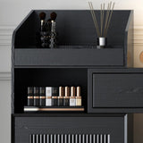 Contemporary Solid Wood Vanity Dressing Table with Mirror and Stool