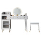 Contemporary Solid Wood Vanity Dressing Table with Mirror and Stool
