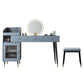 Contemporary Solid Wood Vanity Dressing Table with Mirror and Stool