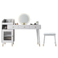 Contemporary Solid Wood Vanity Dressing Table with Mirror and Stool