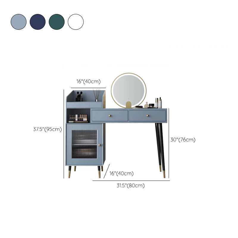 Contemporary Solid Wood Vanity Dressing Table with Mirror and Stool