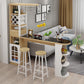 Modern Glass Bar Table Wood Base with Wine Cabinet for Living Room Clearhalo 'Bar Furniture' 'Bar Tables' 'bar_tables' 'furn' 'furn_bar_tables' 'Furniture' 'Kitchen & Dining Furniture' 7263236