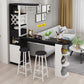 Modern Glass Bar Table Wood Base with Wine Cabinet for Living Room White-Black Without Chairs Clearhalo 'Bar Furniture' 'Bar Tables' 'bar_tables' 'furn' 'furn_bar_tables' 'Furniture' 'Kitchen & Dining Furniture' 7263241
