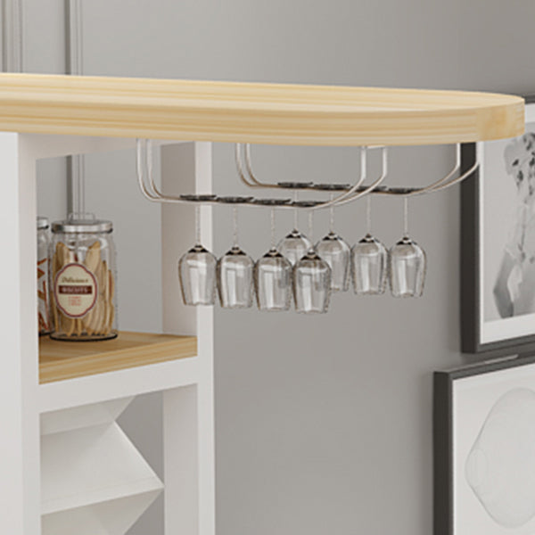 Modern Glass Bar Table Wood Base with Wine Cabinet for Living Room Clearhalo 'Bar Furniture' 'Bar Tables' 'bar_tables' 'furn' 'furn_bar_tables' 'Furniture' 'Kitchen & Dining Furniture' 7263244