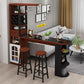 Modern Glass Bar Table Wood Base with Wine Cabinet for Living Room Dark Brown Without Chairs Clearhalo 'Bar Furniture' 'Bar Tables' 'bar_tables' 'furn' 'furn_bar_tables' 'Furniture' 'Kitchen & Dining Furniture' 7263245