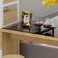 Modern Glass Bar Table Wood Base with Wine Cabinet for Living Room Clearhalo 'Bar Furniture' 'Bar Tables' 'bar_tables' 'furn' 'furn_bar_tables' 'Furniture' 'Kitchen & Dining Furniture' 7263248