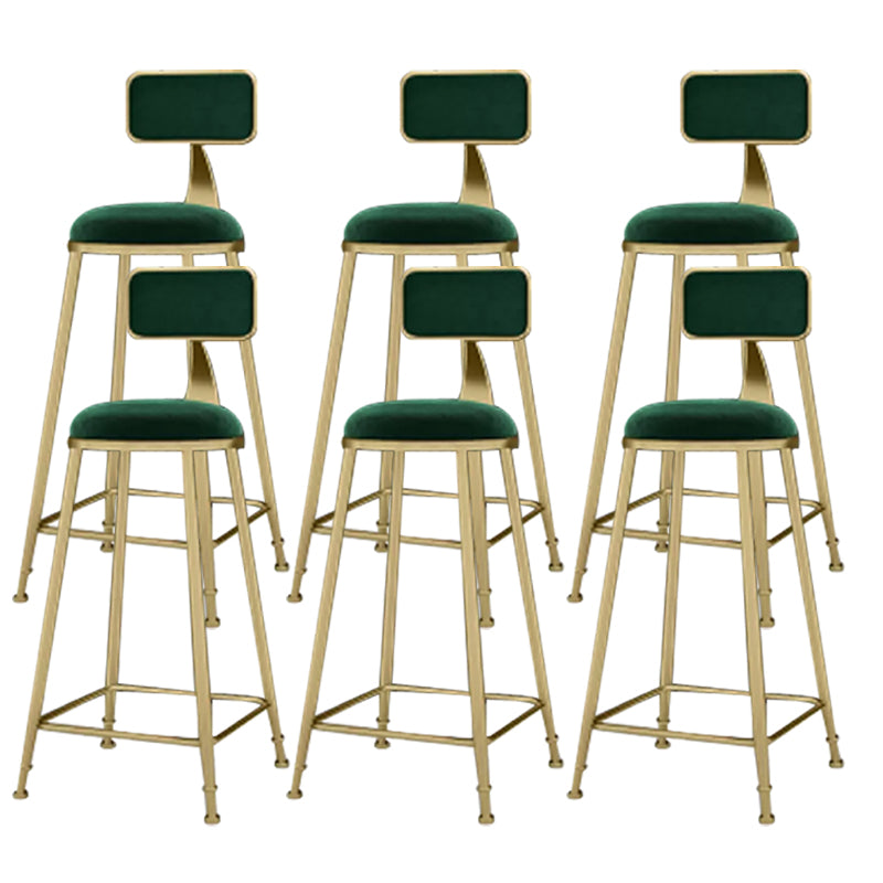 Industrial Armless Dining Stools Round Bar Stools with Metal Base Green 6 Piece Set Clearhalo 'Bar Furniture' 'Bar Stools' 'bar_stools' 'furn' 'furn_bar_stools' 'Furniture' 'Kitchen & Dining Furniture' 7263474