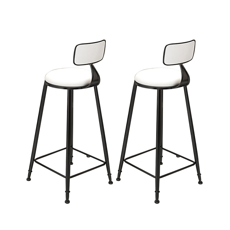 Industrial Armless Dining Stools Round Bar Stools with Metal Base White 2 Piece Set Clearhalo 'Bar Furniture' 'Bar Stools' 'bar_stools' 'furn' 'furn_bar_stools' 'Furniture' 'Kitchen & Dining Furniture' 7263478