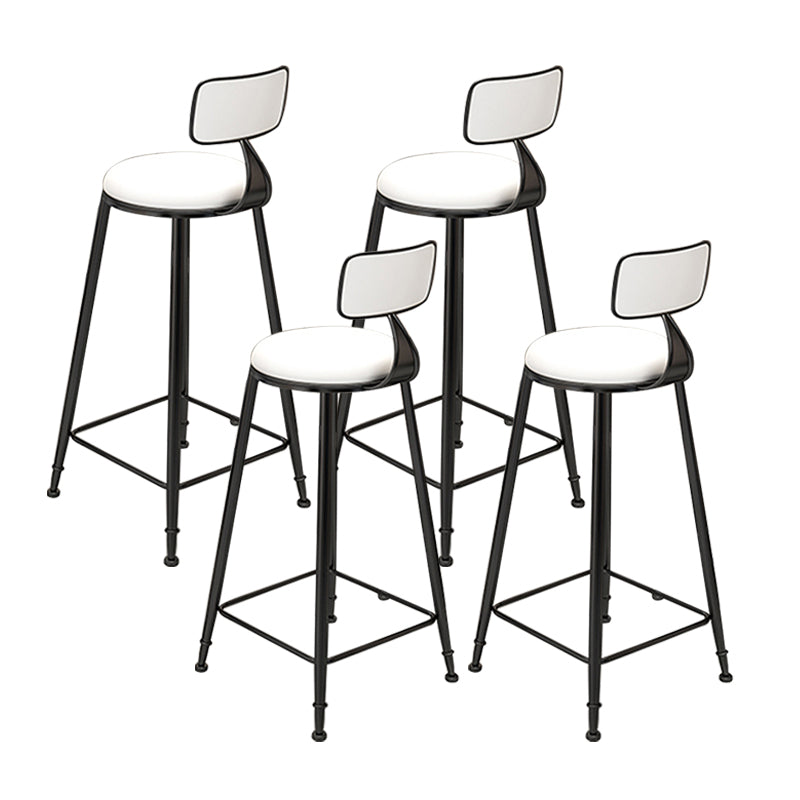 Industrial Armless Dining Stools Round Bar Stools with Metal Base White 4 Piece Set Clearhalo 'Bar Furniture' 'Bar Stools' 'bar_stools' 'furn' 'furn_bar_stools' 'Furniture' 'Kitchen & Dining Furniture' 7263479