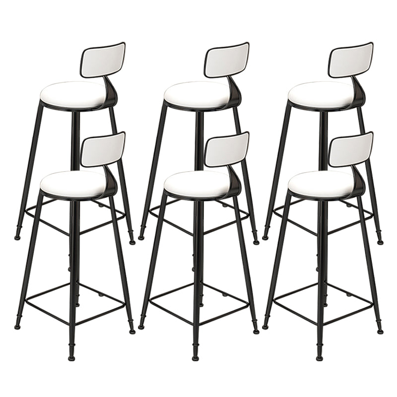Industrial Armless Dining Stools Round Bar Stools with Metal Base White 6 Piece Set Clearhalo 'Bar Furniture' 'Bar Stools' 'bar_stools' 'furn' 'furn_bar_stools' 'Furniture' 'Kitchen & Dining Furniture' 7263482