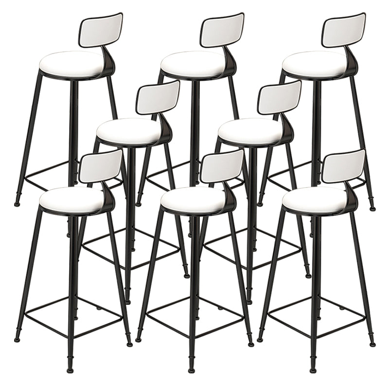 Industrial Armless Dining Stools Round Bar Stools with Metal Base White 8 Piece Set Clearhalo 'Bar Furniture' 'Bar Stools' 'bar_stools' 'furn' 'furn_bar_stools' 'Furniture' 'Kitchen & Dining Furniture' 7263483