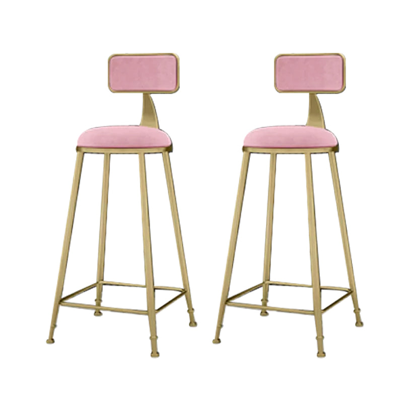 Industrial Armless Dining Stools Round Bar Stools with Metal Base Pink 2 Piece Set Clearhalo 'Bar Furniture' 'Bar Stools' 'bar_stools' 'furn' 'furn_bar_stools' 'Furniture' 'Kitchen & Dining Furniture' 7263486