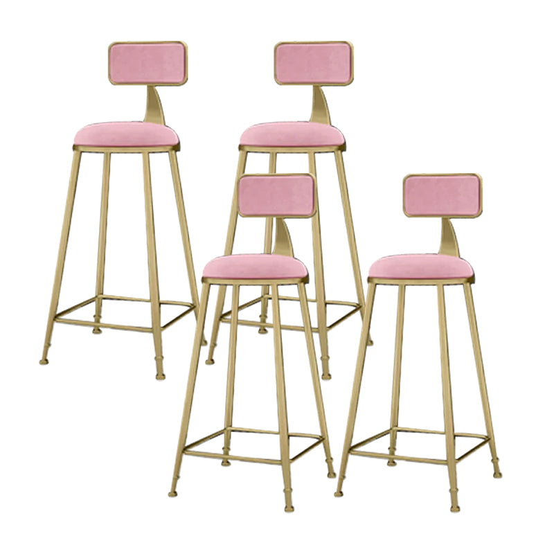 Industrial Armless Dining Stools Round Bar Stools with Metal Base Pink 4 Piece Set Clearhalo 'Bar Furniture' 'Bar Stools' 'bar_stools' 'furn' 'furn_bar_stools' 'Furniture' 'Kitchen & Dining Furniture' 7263488