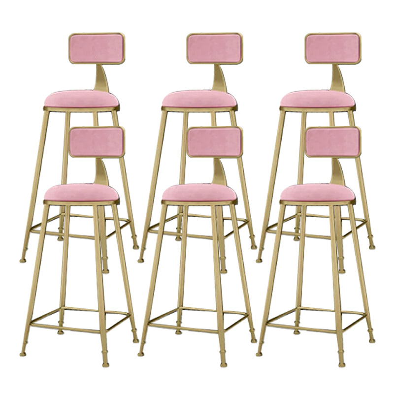 Industrial Armless Dining Stools Round Bar Stools with Metal Base Pink 6 Piece Set Clearhalo 'Bar Furniture' 'Bar Stools' 'bar_stools' 'furn' 'furn_bar_stools' 'Furniture' 'Kitchen & Dining Furniture' 7263489