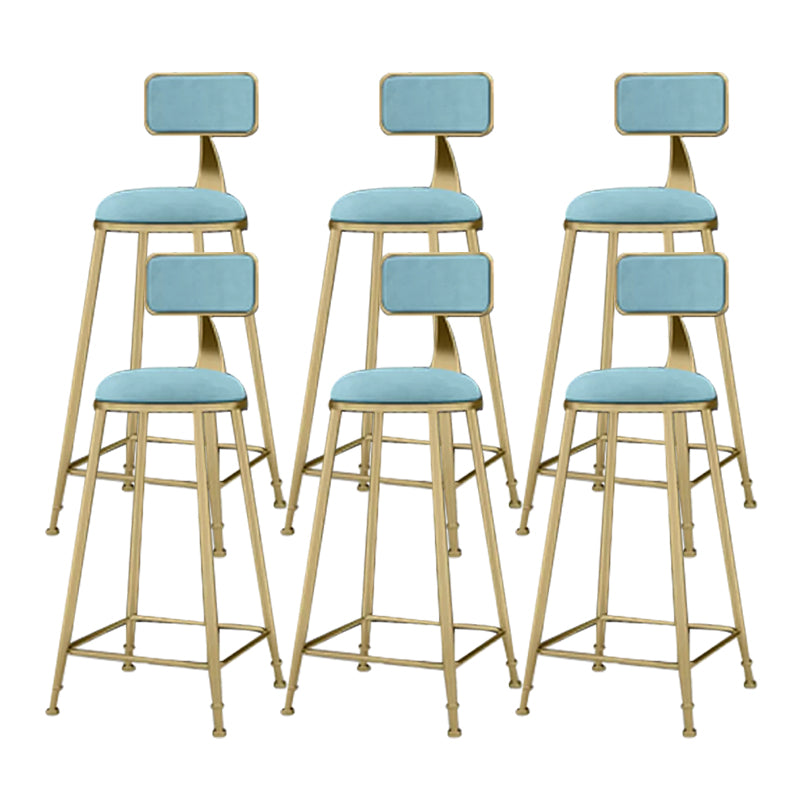 Industrial Armless Dining Stools Round Bar Stools with Metal Base Blue 6 Piece Set Clearhalo 'Bar Furniture' 'Bar Stools' 'bar_stools' 'furn' 'furn_bar_stools' 'Furniture' 'Kitchen & Dining Furniture' 7263493