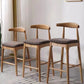 Scandinavian Upholstered Bar Stools Solid Wood Stool with Footrest