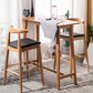 Scandinavian Upholstered Bar Stools Solid Wood Stool with Footrest