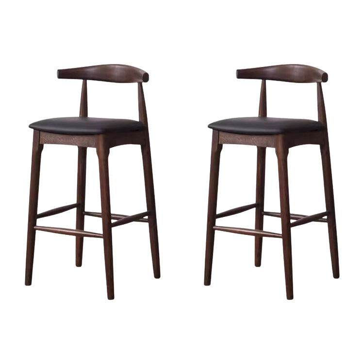 Scandinavian Upholstered Bar Stools Solid Wood Stool with Footrest