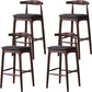 Scandinavian Upholstered Bar Stools Solid Wood Stool with Footrest