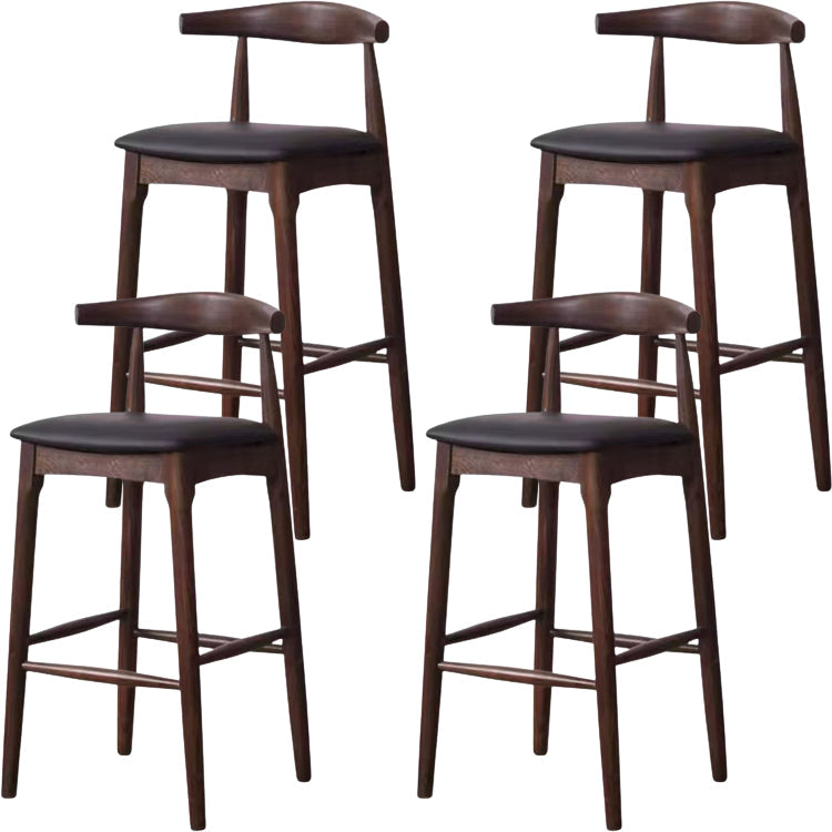 Scandinavian Upholstered Bar Stools Solid Wood Stool with Footrest