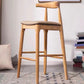 Scandinavian Upholstered Bar Stools Solid Wood Stool with Footrest
