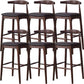 Scandinavian Upholstered Bar Stools Solid Wood Stool with Footrest