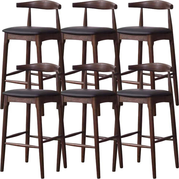 Scandinavian Upholstered Bar Stools Solid Wood Stool with Footrest
