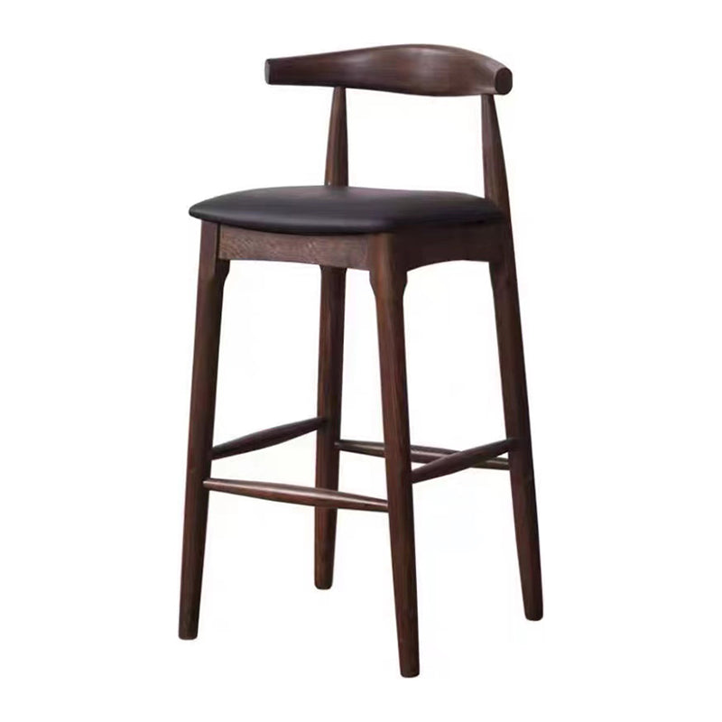 Scandinavian Upholstered Bar Stools Solid Wood Stool with Footrest